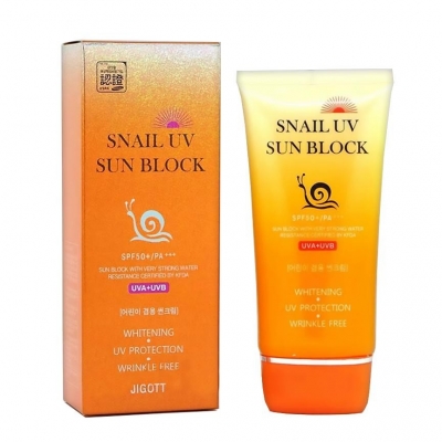 Солнцезащитный крем Jigott Snail UV Sun Block SPF50+/PA+++