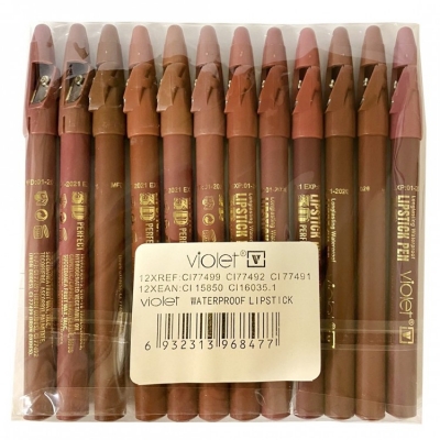 Косметические карандаши для губ Violet с точилкой 12 шт